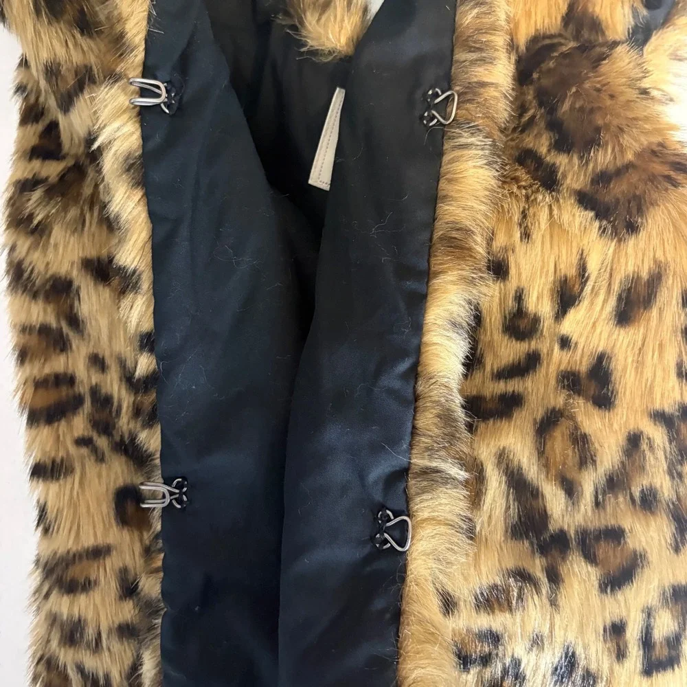 Cherokee Girls Leopard Print Faux Fur Vest Brown Tan Black Size Large L G
